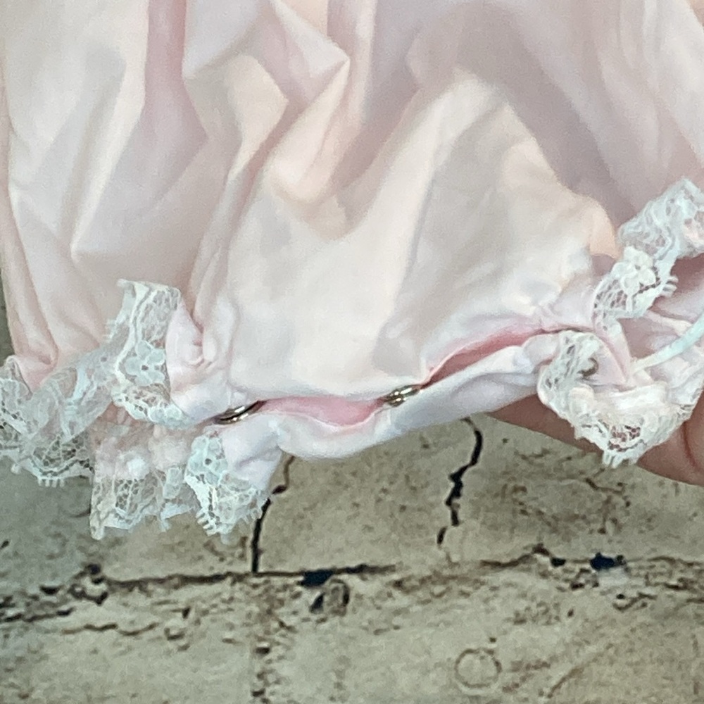 Vintage- Alexis Light Pink Bubble Romper with Embroidery and Lace Trim - Picture 7 of 9
